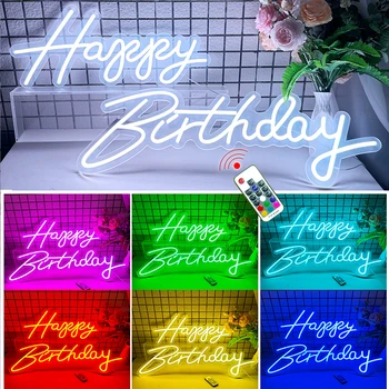 30-инчов led неонова реклама Happy Birthday за парти по случай рожден Ден, подарък за писма от страна на фон с регулируема буквенной RGB подсветка
