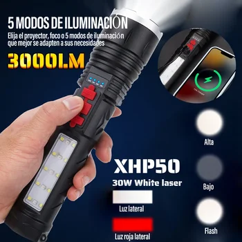 3000LM P50 Zoom Led фенерче IPX65 Водоустойчив Фенер за къмпинг, риболов, USB Акумулаторна лампа P50 с голямо разстояние осветление