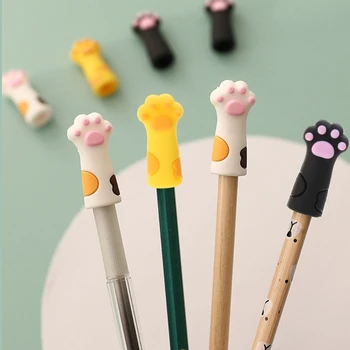 3ШТ Cartoony силикон капачка за моливи с котешки лапой, снимающий стрес, Антижевающий силикон капачка за моливи и за детето-ученик