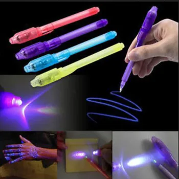 4 бр Светещ светлинна писалка Magic Purple 2 В 1 UV-черна светлина комбинирана дръжка за рисуване с невидимо мастило, образователен подарък за детето