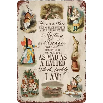 Alice In Wonderland Tanda Logam Antik Tanda Timah Logam Tanda Timah Retro Seni Dinding Poster Lucu Tanda Dinding untuk Gua Pria