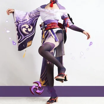 Cosplay костюм Вельзевула за игри Genshin Impact, Униформи Райдена Сегуна, дрехи за парти в чест на Хелоуин, пълен комплект, перуки от аниме, жени
