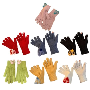 Crochet ръкавици за възрастни с варежкой на целия пръст, ръкавица със сензорен екран с