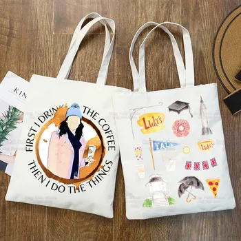 Gilmore Girl Hollow Luke'Diner Coffee Art Холщовая чанта-тоут с прости принтом, чанти за пазаруване, ежедневни облекла за момичета