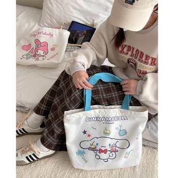 Kawaii Sanrio Cinnamoroll Hello Kitty Y2K Аниме Едно Рамо Ръчно Холщовая Чанта За Пазаруване Kuromi Сладко Чанта С Принтом Играчки За Деца