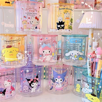 Sanrio Hello Kitty Kuromi My melody кутия за съхранение на анимационни кавайных прозрачни въртящи се на канцеларски материали държач за писалка за съхранение на четки за грим