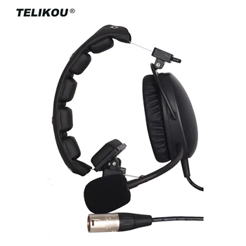 TELIKOU HD-101 Однонаушная полнодуплексная кабелни слушалки за вътрешна връзка Динамичен микрофон система TV Film Stage Clearcom