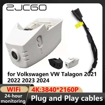 ZJCGO 4K Wifi 3840*2160 Автомобилен видеорекордер Dash Cam Камера Видео за Volkswagen VW Talagon 2021 2022 2023 2024