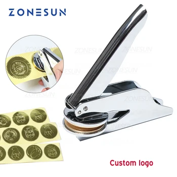 ZONESUN Design Индивидуална печат с релефен Печат на лого от неръждаема стомана за офис бизнес документи и документи на хартиен именни карти
