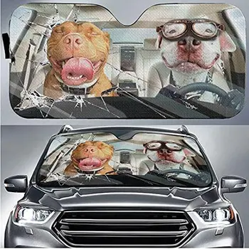 Автоматично сенника на Предното Стъкло на превозното средство Pitbull Driving Смахнат Surface, Подаръци За Мама Питбуля, Подаръци За Любителите на Кучета, UV-Защита на Предно Стъкло