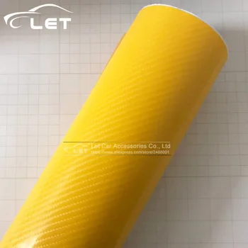 Автомобилен стайлинг със собствените си ръце, Гланц жълт стикер от въглеродни влакна 5D, Vinyl обвивка за кола