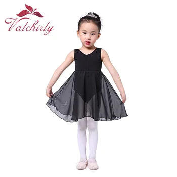 Балетное шифоновое рокля за момичета Valchirly, красиво балетное рокля от памук и ликра за деца, фитнес костюм-bodysuits