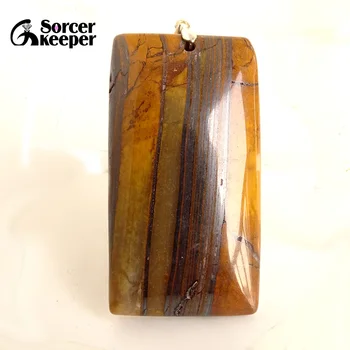 Висулки от естествен камък с Правоъгълна форма Crystal Залез Огърлица от яспис Жълто Висулка за бижута Добро качество KS050