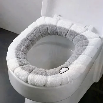 Възглавница, Множество Зимни възглавница за седалката на тоалетната чиния, калъф за седалката на тоалетната чиния, Удебелена плюшен Топла възглавница за тоалетна O-Тип Универсална