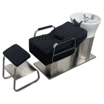 ГГ Керамична мивка Коса стол за шампоан Специална проста масажна кушетка за фризьорски салон наполовина зад