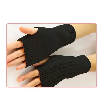 Дамски ръкавици за момичета, Зимни унисекс, приятна за ръцете, Дълги плетени калъф за ръкавици без пръсти