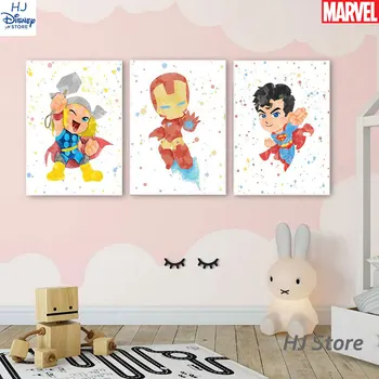 Детска за момичета декор на детска стая, плакат с образа на Железния човек Marvel, платно, живопис, Мультяшные супергерои, стенно изкуство за украса на Cuadros
