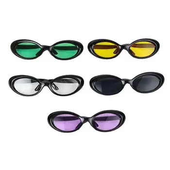 детски памучни точки 20 см, слънчеви очила в черни рамки, цветни мини-бели, жълто-зелено, синьо, виолетово-червени, черни овални кукли