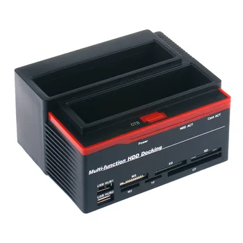 Докинг станция за твърд диск с USB 2.0 SATA Външен твърд диск с 2-пристанищен възел С функция автономен Клониране за 2,5-инчови и 3,5-инчови твърди дискове SSD