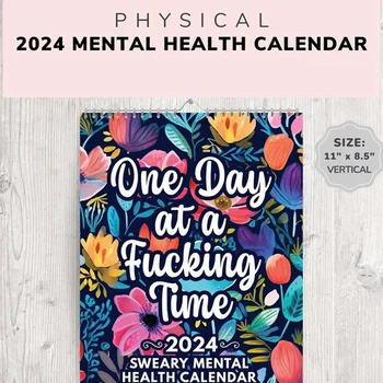 Забавен календар за психично здраве в 2024 година, Кълна се в Вдъхновяващи календар на 2024 година, Цветен календар, Стенен Вдъхновяващи календар