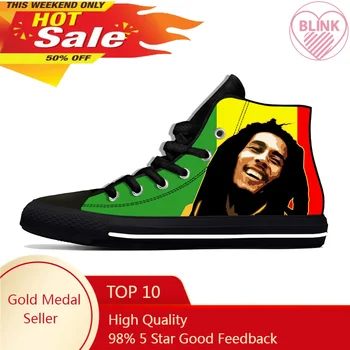 Звездата на реге музиката Боб Марли, Рок-музика Rasta, Модни и ежедневни тъканта, обувки С висок берцем, Леки, дишащи Мъжки и дамски маратонки с 3D-принтом.