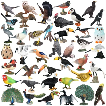 Имитация на Класически фигури на птица, животно, папагал, сови, павлина, Миниатюрни обучение фигурки, подбрани играчки за деца