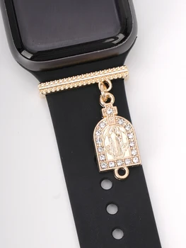 Каишка за часовник с църквата чар от страз, декоративно пръстен за Apple Watch, каишка силикон, декоративни аксесоари за християнски бижута