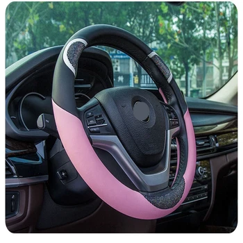 калъф за волан с кристали розови автомобилни аксесоари, красиви калъфи за волан за жени 38 см универсален за Chevrolet captiva toyota