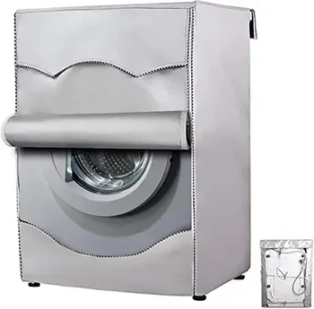 Капакът на пералната машина-сушилня Калъф за пералня машина от полиестер, водоустойчив слънцезащитен крем за дрехи със сребърно покритие, прахоустойчив калъф за дрехи