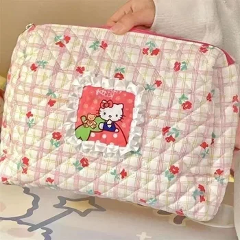 Косметичка Kawaii Hello Kitty, преносима чанта за момичета от аниме, Голям капацитет за съхранение на продукти за грижа за кожата, Преносима чанта за тоалетни принадлежности