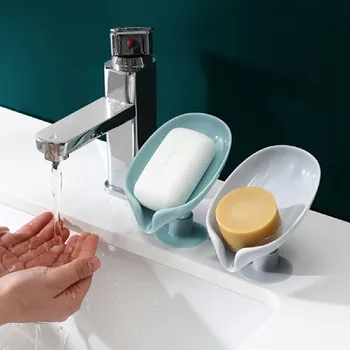 Кутия за сапун под формата на листа Кутия за тоалетна сапун Държач за сапун за душа в банята чиния за съхранение на гъби Тава за принадлежности за баня Тела за баня