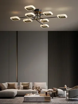 Луксозна лампа с меден осветление в хола, модерен минималистичен и красива кристална тавана лампа, осветление в спалнята ресторант