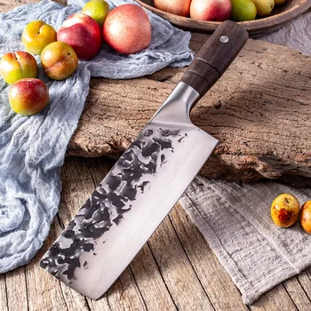 Малък кухненски секира, нож за готвене, Подправени Кухненски ножове за рязане от неръждаема стомана, с Остри ножове, кухненски ножове с дървена дръжка
