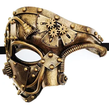 Маскарадная маска на призрак в стил steampunk за cosplay Механично Оборудване Костюм за Хелоуин половина на лицето Аксесоари за коледното парти Подарък за възрастни