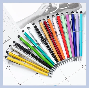 Многоцветен метална химикалка писалка за сензорен екран, Офис реклама, Подарък за ученик, писалка за писане на поръчка