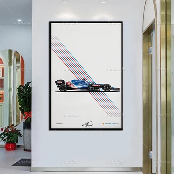 Модерен автомобил от Формула 1 Alpine A521 - Легенди F1 Плакат на Стенно изкуство Платно Живопис HD Щампи Модулни картини Декор за дома, хол Подарък на мъж