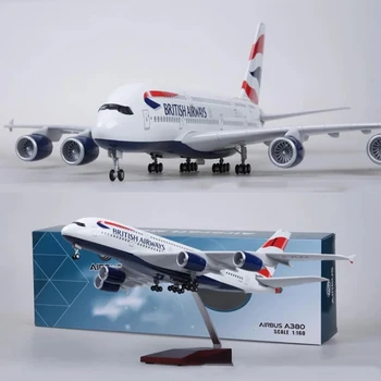 Монолитен по поръчка Модел самолет на British Airways A380 в мащаб 1: 160, Колекция от модели на самолети с led подсветка (сензорно или звуково управление) за декор