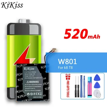 Мощна батерия KiKiss капацитет от 520 ма W801 за цифров замяна Т8 k8 Bateria