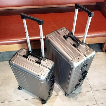 Немски цельноалюминиевый багаж, мъжки куфар с повдигащата щанга, метален бизнес казус от 20-инчов сплав, пътна чанта, дамски комбинирана кутия 24 инча