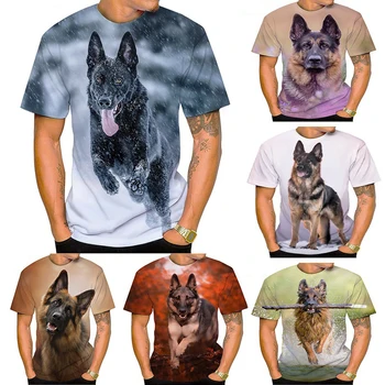НОВА мода забавна тениска с 3D принтом кучета, скъпа немска овчарка, ежедневни тениски с 3D принтом за мъже/жени, през цялата деколте, къс ръкав, тениска