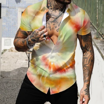 Нова персонализирана мъжки ежедневни риза в хавайски стил, с 3D-принтом в американски стил голям размер 2023, лятна градинска мода, Хавайска риза
