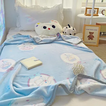Плюшевое одеяло Sanrio Kuromi Cartoony Сладък Маймелдой, Създава Мек Малко Стеганое одеяло, шезлонг, Пушистое кърпа, Преносими одеяло за самолет