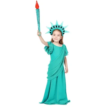 Празнична облекло за изпълнения на Детска Американската Статуя на Свободата, дрехи Cos, древни гръцки рокля за момичета, Римският хавлия