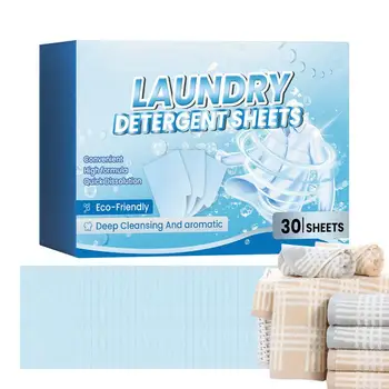 Прах за пране на бельо, таблетки за пране, екологично чисти перални листове, 30 листа, Безжидкостное перално средство за дрехи
