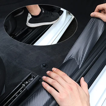 Стикер на колата е от въглеродни влакна, защитно декоративна ивица, защита от сблъскване и надраскване, 3D лепило за защита на ръбове врати и прозорци