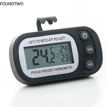 Термометър за хладилник с Дигитален термометър за фризера Водоустойчив, функция за запис макс./мин. с голям LCD дисплей