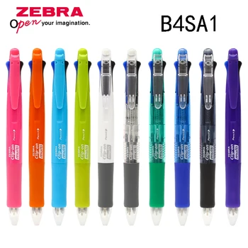 Химикалка мультиручка Zebra B4SA1 Clip-On 4 цвята 0,7 мм (черна, синя, червена, зелена) + молив 0,5 мм