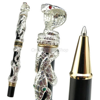 Химикалка писалка Jinhao High Grade Snake Roller Сребриста и златната Кобра с 3D модел и технология релефни скулптури Подарък дръжка JR009