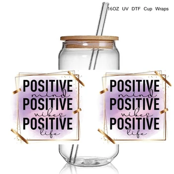 Цена на едро Специален позитивна нагласа и Положителни жизнени думи 3D UV DTF Опаковки за чаши етикети за стъклени чаши