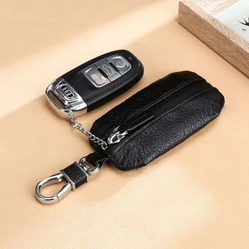 Чантата за ключовете от колата, от естествена, телешка кожа, калъф за ключодържател, чанта за мъже и жени, ключове, чанта за ключницы, Водоустойчив портфейл с цип